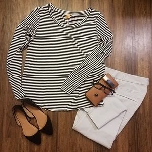 Banana Republic black white stripe cotton shirt